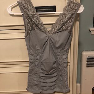 Grey fitted lace tank top